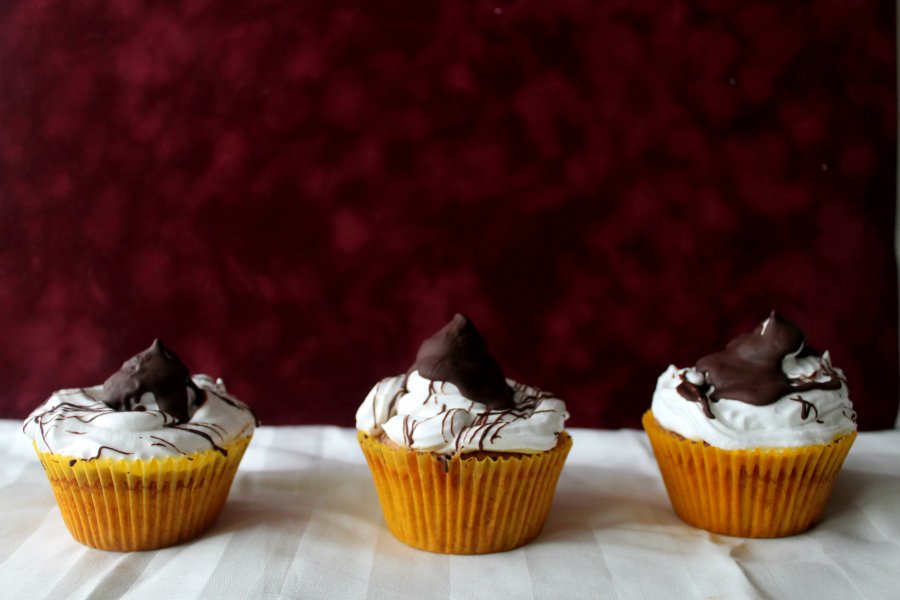 chocolate cupcakes with marshmallow icing