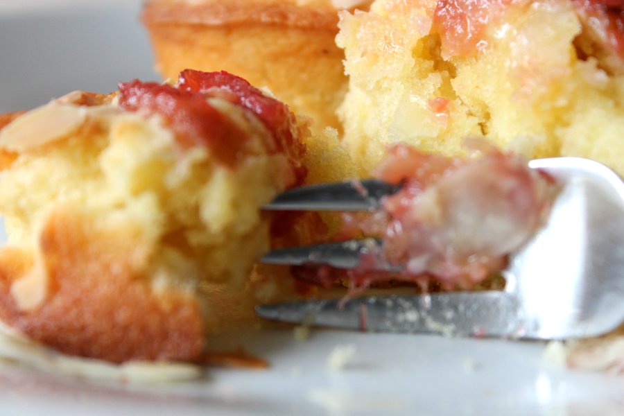 rhubarb and almond tea cake